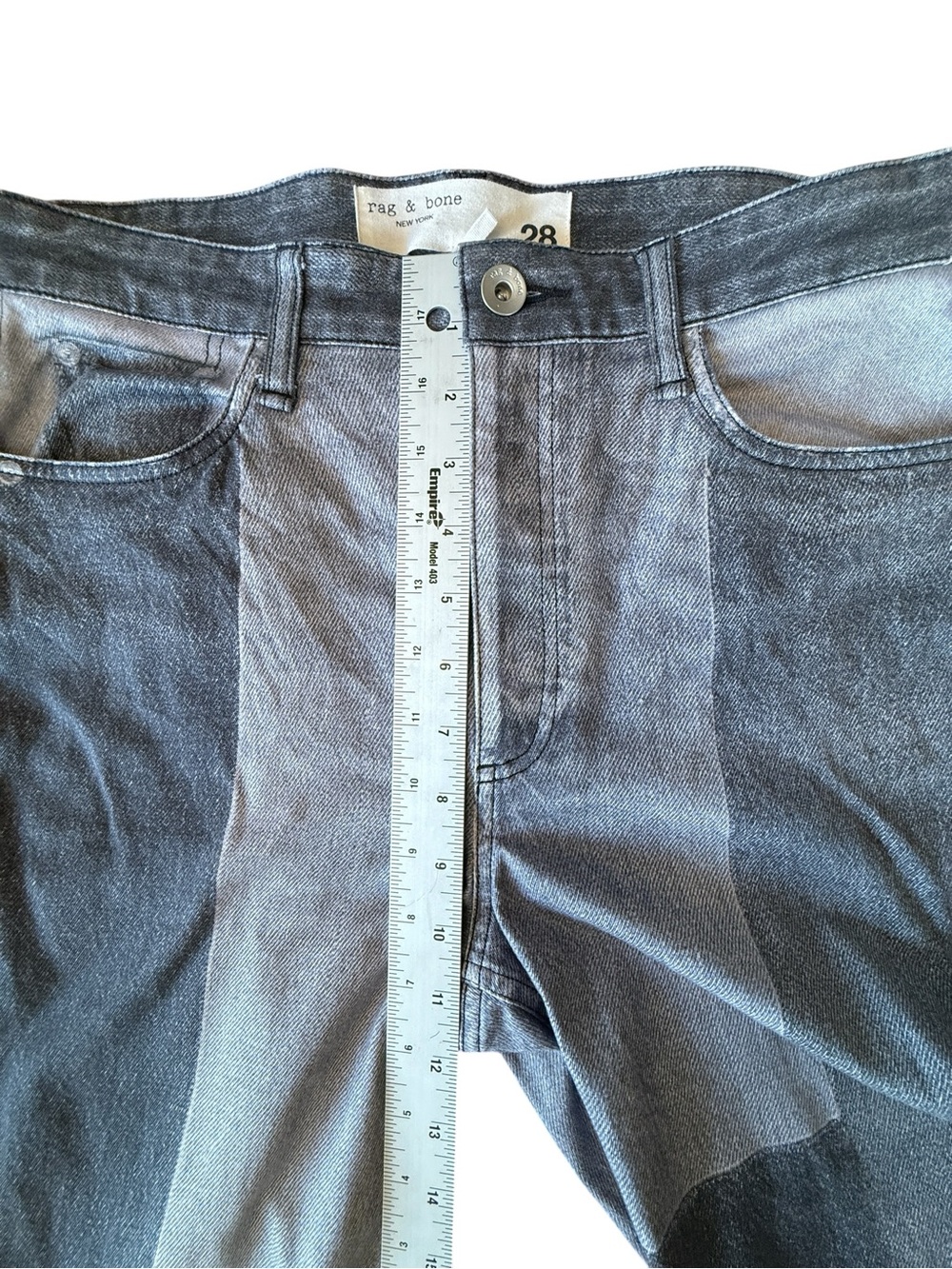 Rag & Bone Miramar Wren Slim Straight Pants Byron Greyscale Faux Denim Womens 28 - Picture 13 of 15